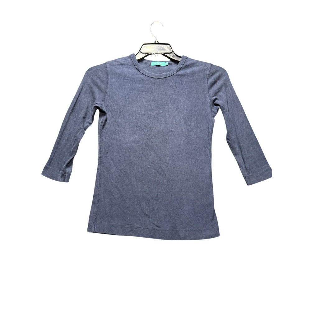 Junee 3/4 Sleeve Top Women Small Blue Crew Neck Cotton Blend 2144J